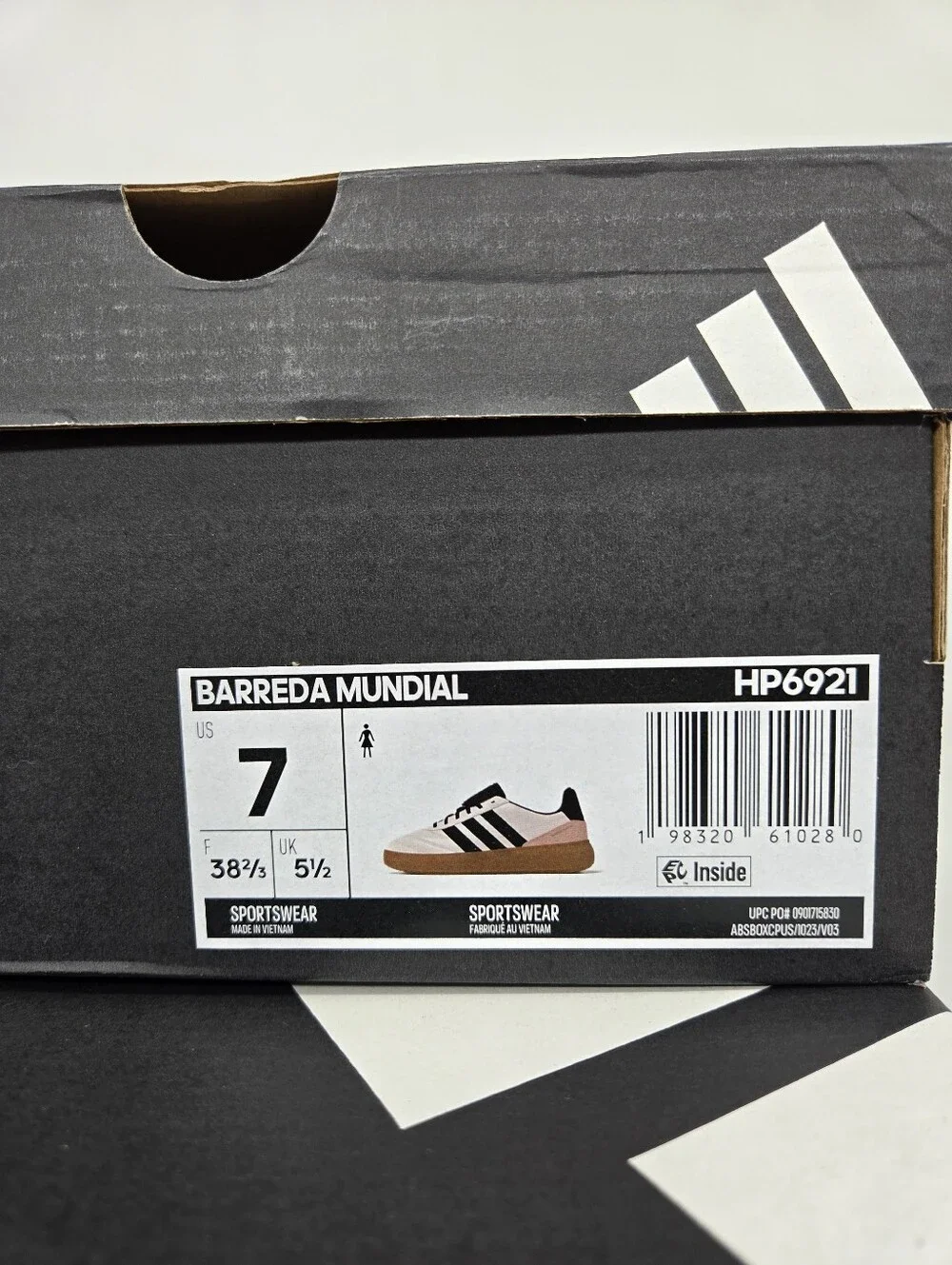 Adidas Women's Barreda Mundial HP6921 Sandy Pink Met. Core Black Shoes Size 7